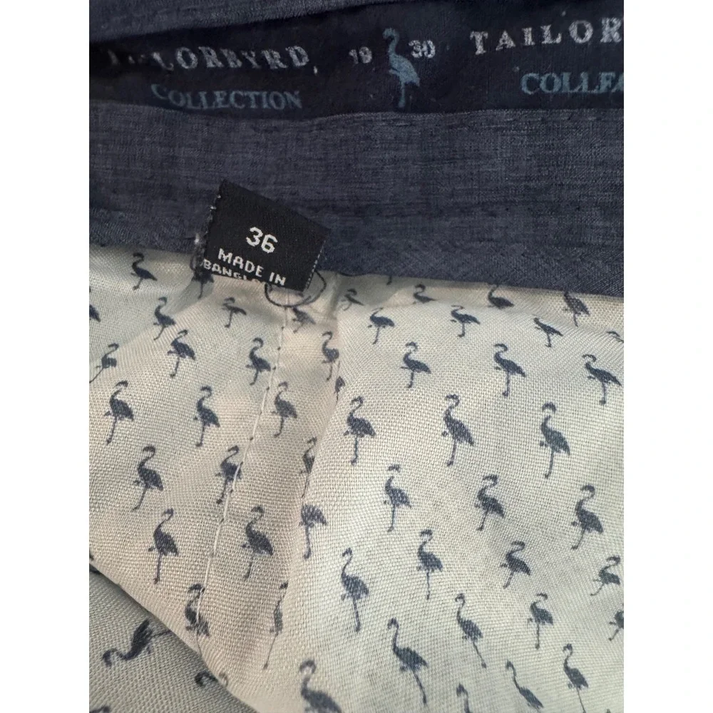 TailorByrd Collection Chino‎ Shorts Mens 36 Navy Blue Flamingo Print Lining